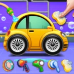 kids car wash salon android application logo